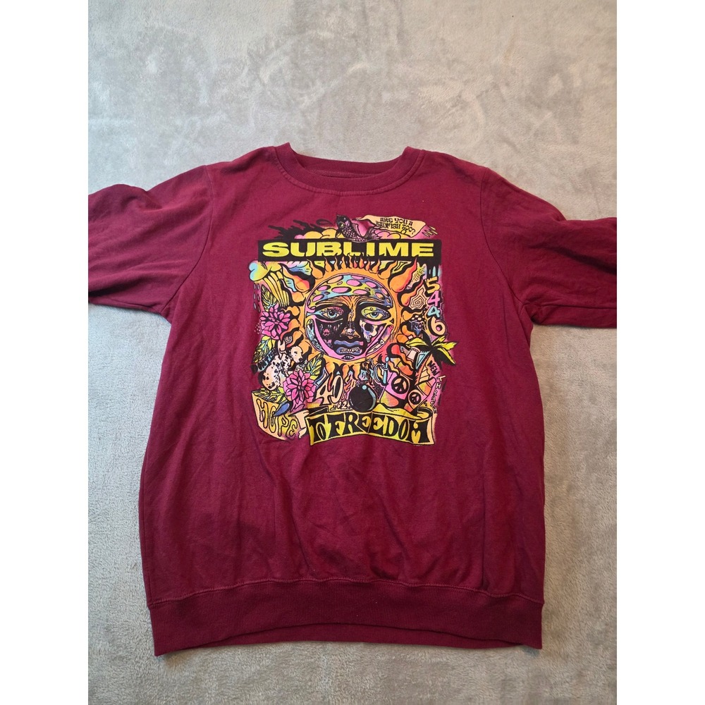 Sublime Sweatshirt Mens XL Burgundy 40oz to Freedom Graphic Maroon Sun Pullover